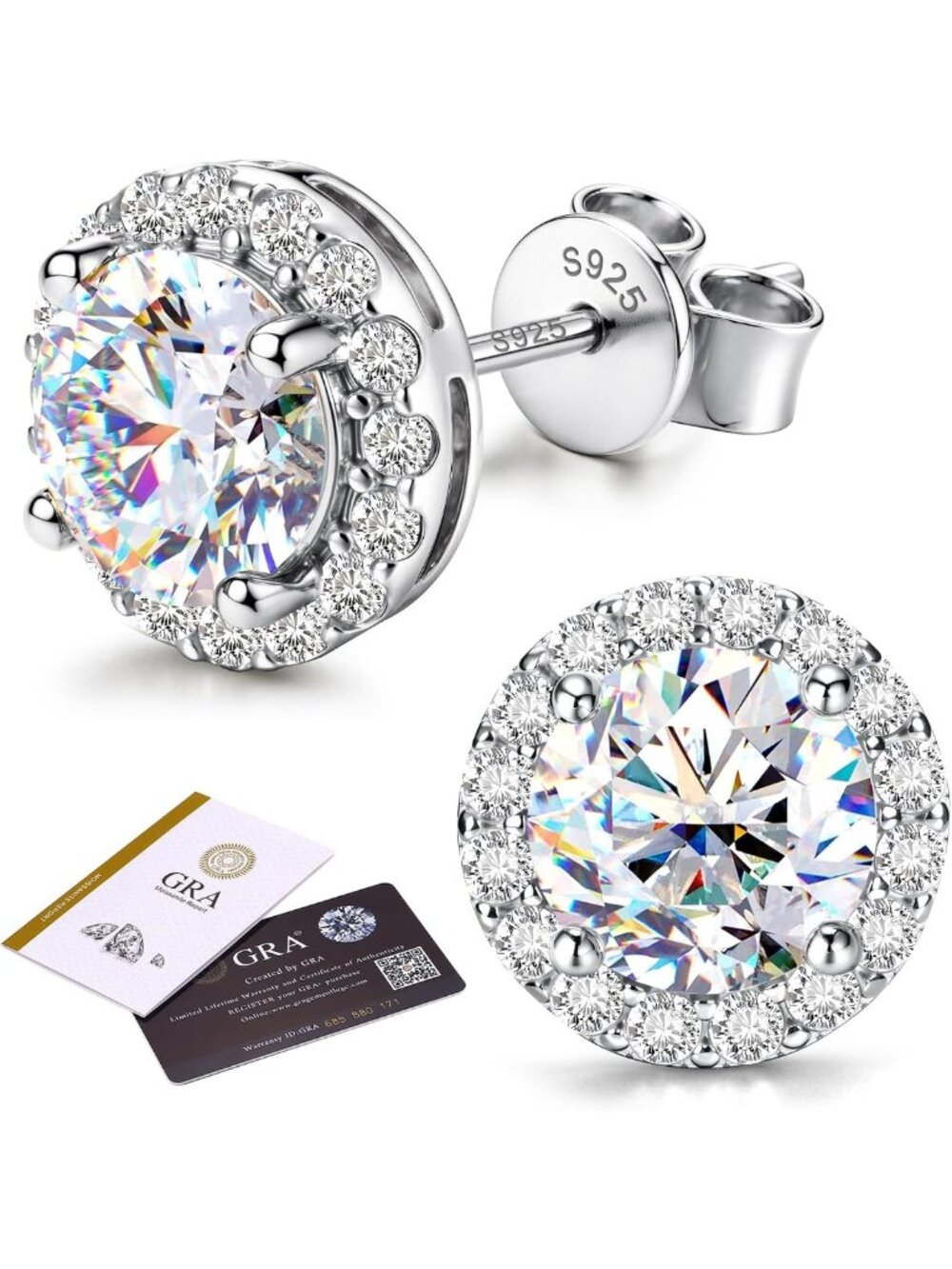 Stunning Moissanite Halo Stud Earrings in 925 Sterling Silver, 0.2-8CTW